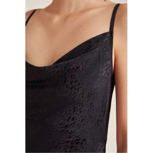 Anthropologie Elyse Jacquard Bias Cut Slip Dress Black Sz 4 EUC